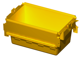 Container with open lid.